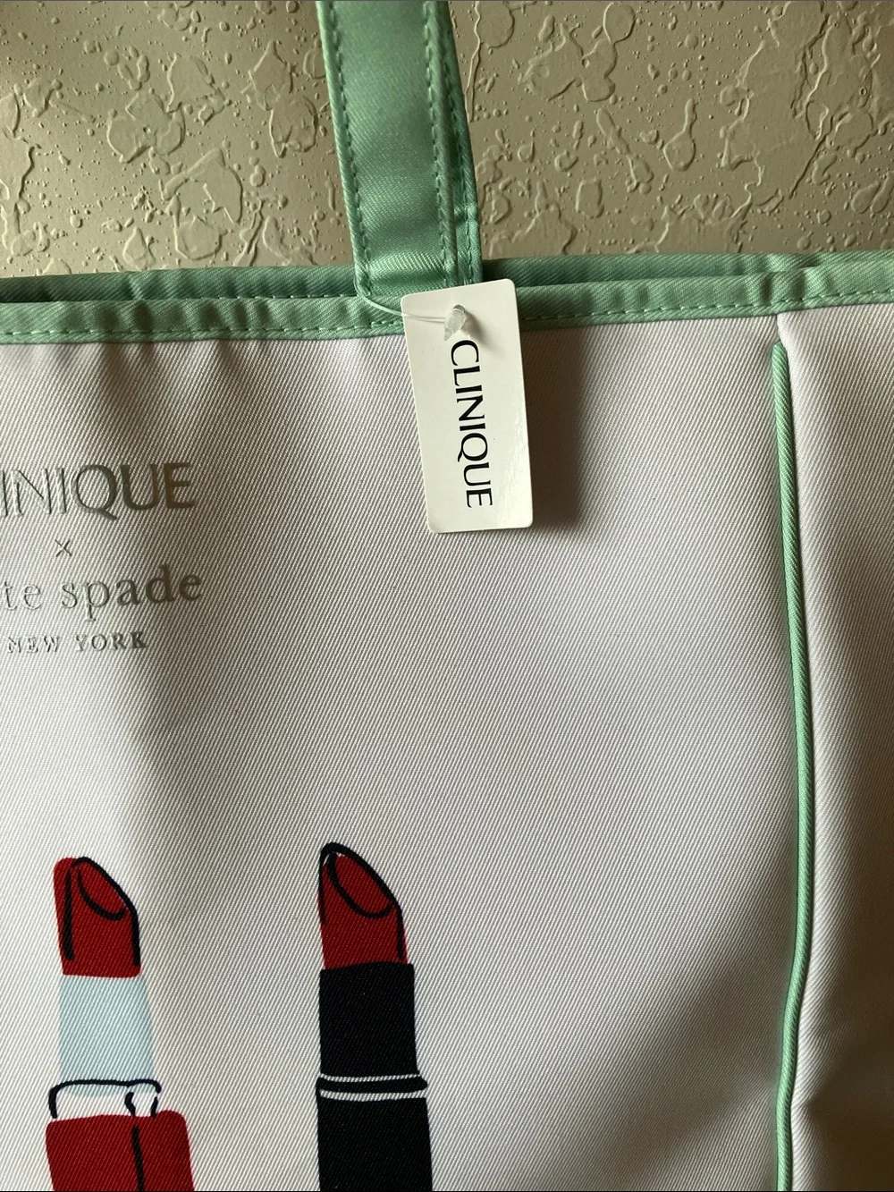 Clinique x Kate Spade White & Mint Lipstick Tote